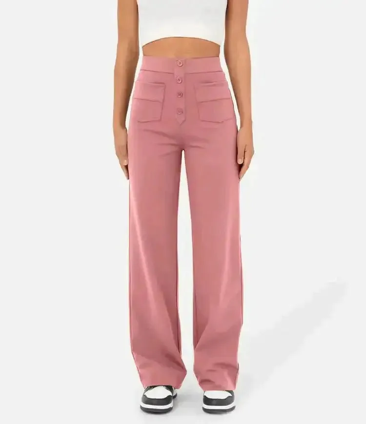 Elastic Relaxed High-Waisted Pants