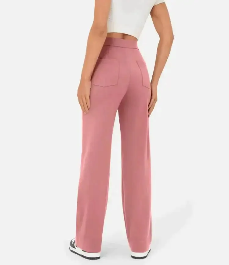 Elastic Relaxed High-Waisted Pants