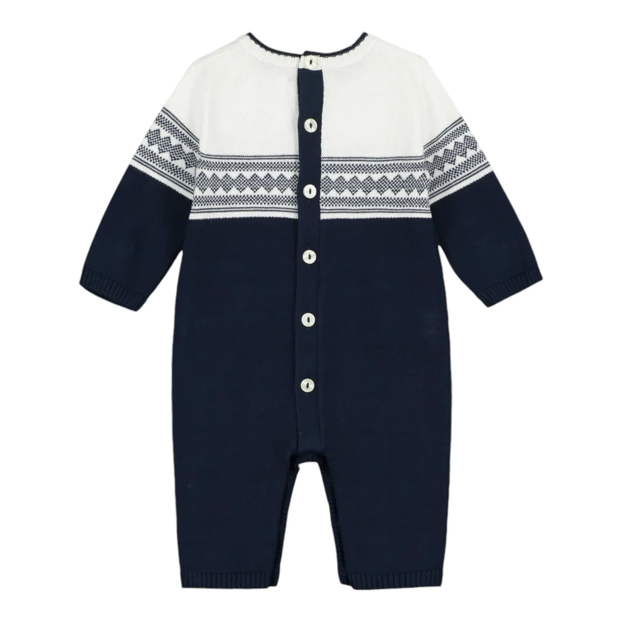 Emile et Rose - Navy fine knit romper with pull on hat