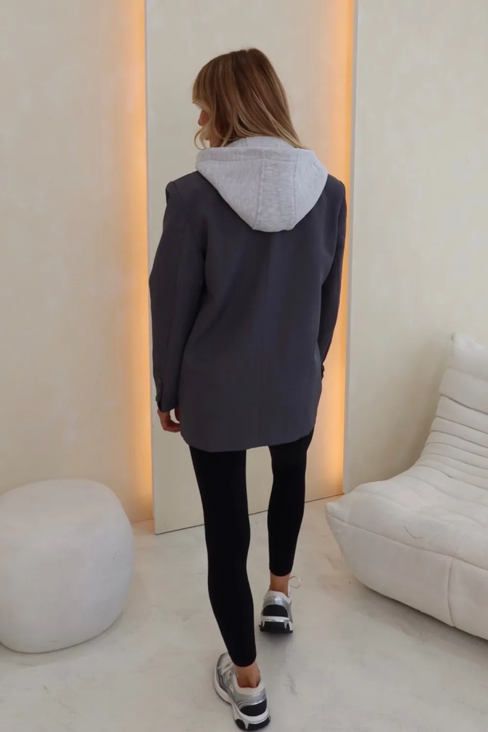 Emilie grey 2-in-1 hooded blazer