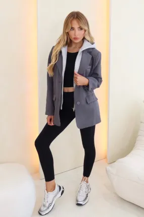 Emilie grey 2-in-1 hooded blazer