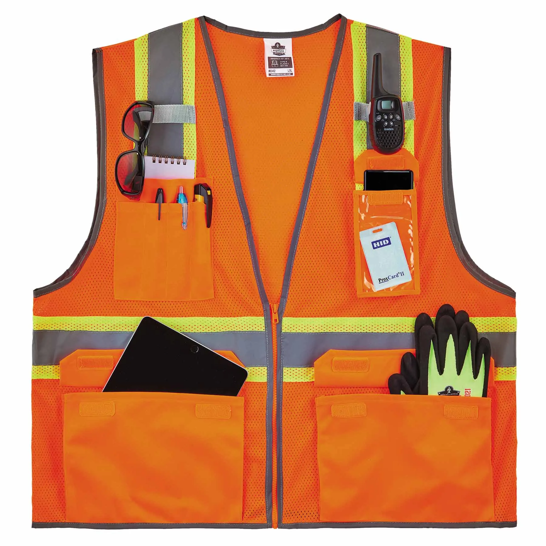 Ergodyne 24573 8246Z-S M Orange Class 2 Two-Tone Mesh Vest - Single Size