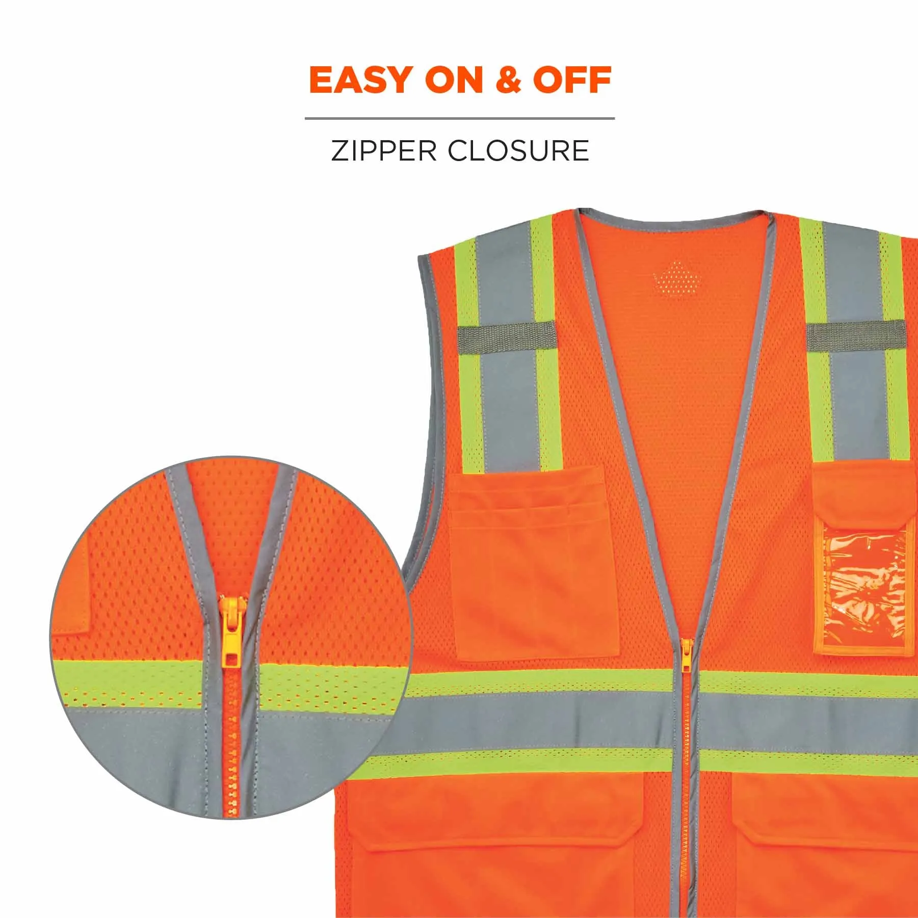 Ergodyne 24573 8246Z-S M Orange Class 2 Two-Tone Mesh Vest - Single Size