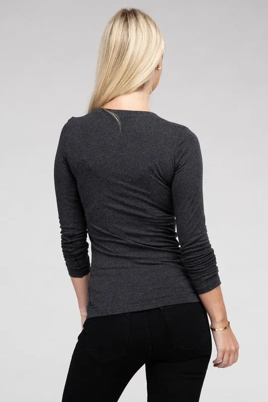 Essential V-Neck Long Sleeve T-Shirt