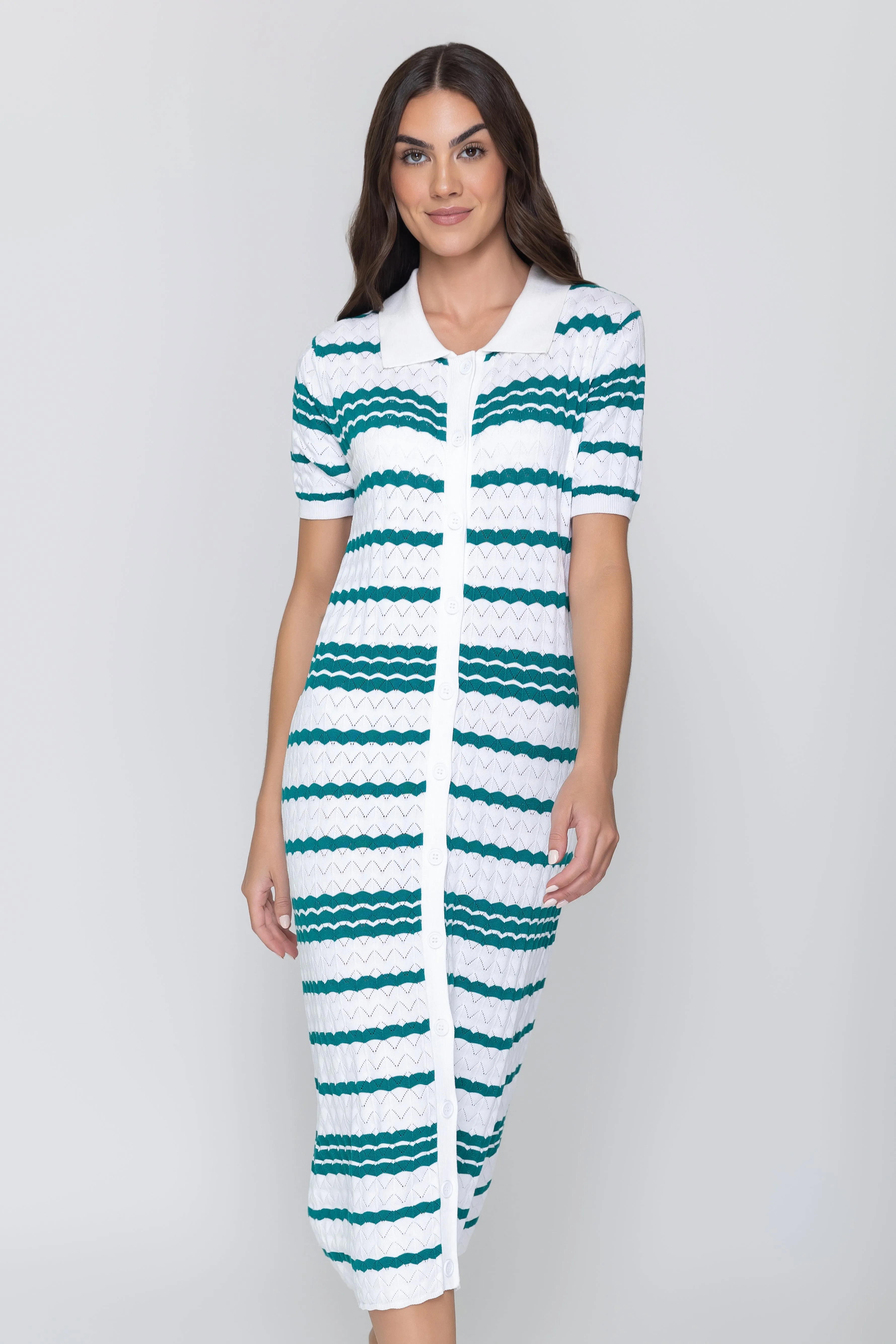 Evelyn Dress White/Green