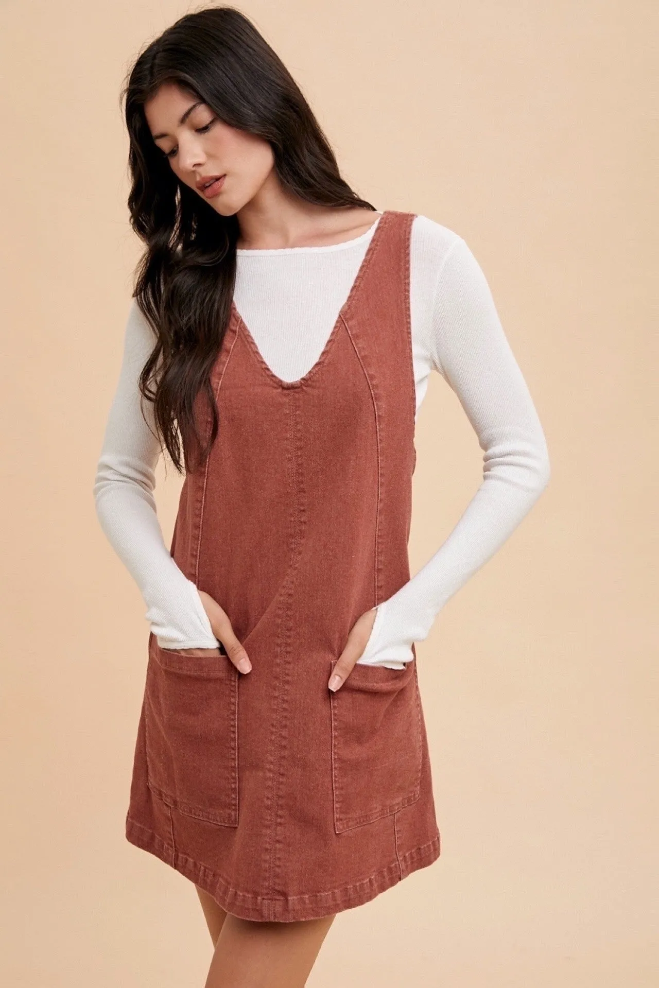 Felt The Chill Overall Mini Dress- 4 Colors!