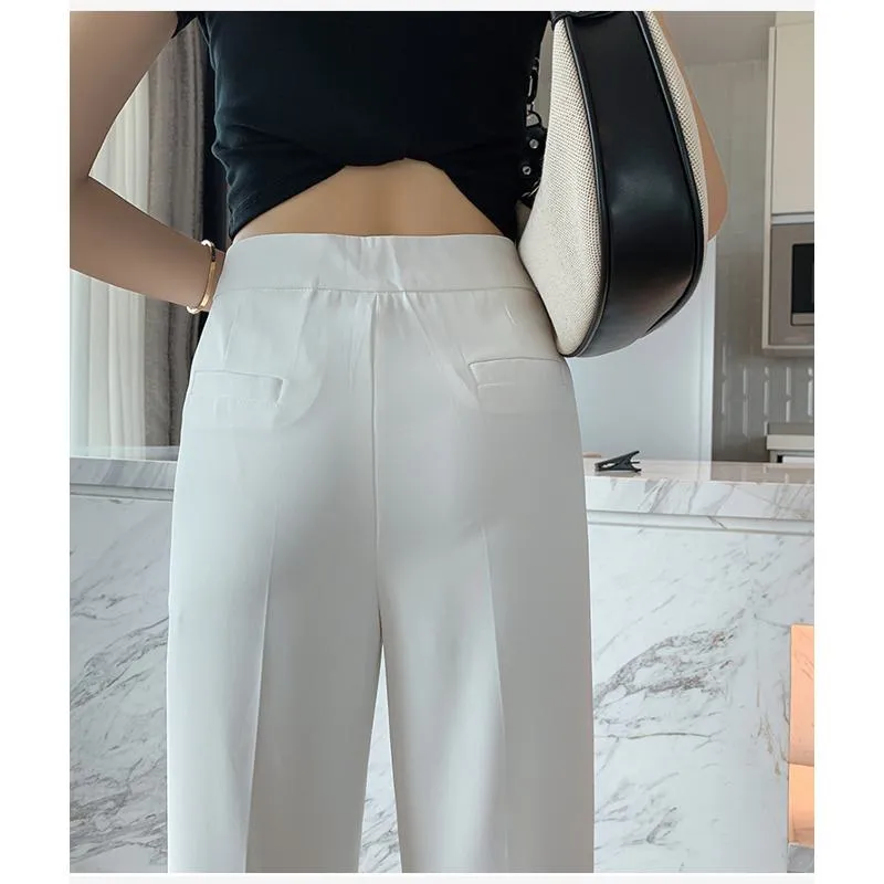 Floor-Length Casual Slimming Plus Split High-Waisted Pants