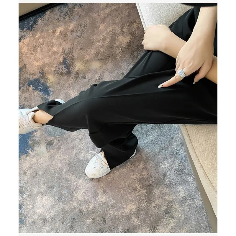 Floor-Length Casual Slimming Plus Split High-Waisted Pants