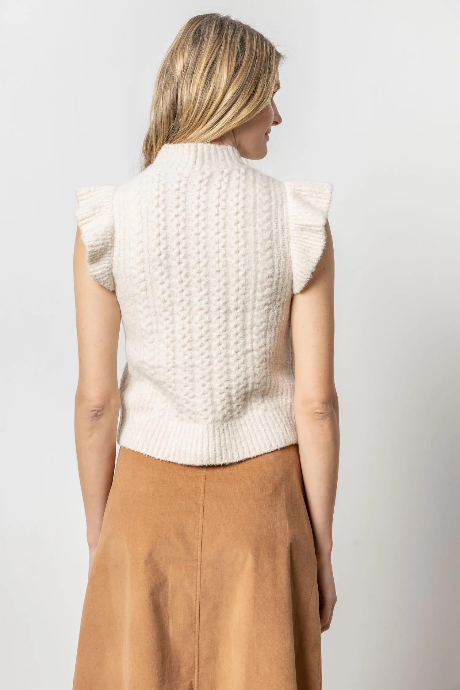 Flutter Sleeve Mock Neck Sweater