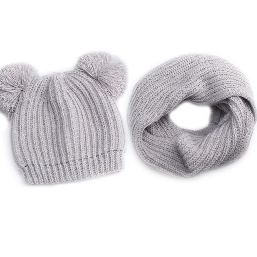 FURTALK Winter Kids Bobble Yarn Pom Hat and Scarf Set Drop Shipping HTWL082