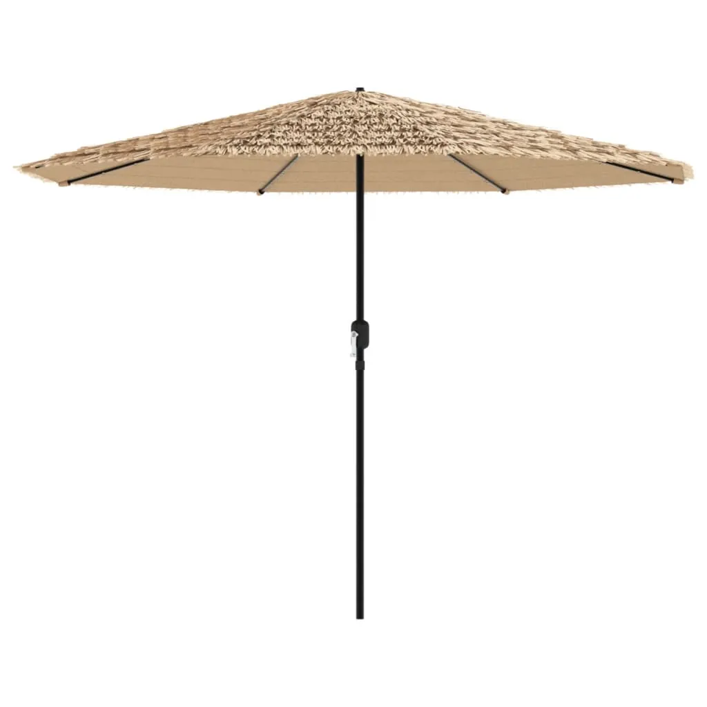 Garden Parasol with LEDs and Steel Pole Brown 324x324x247 cm