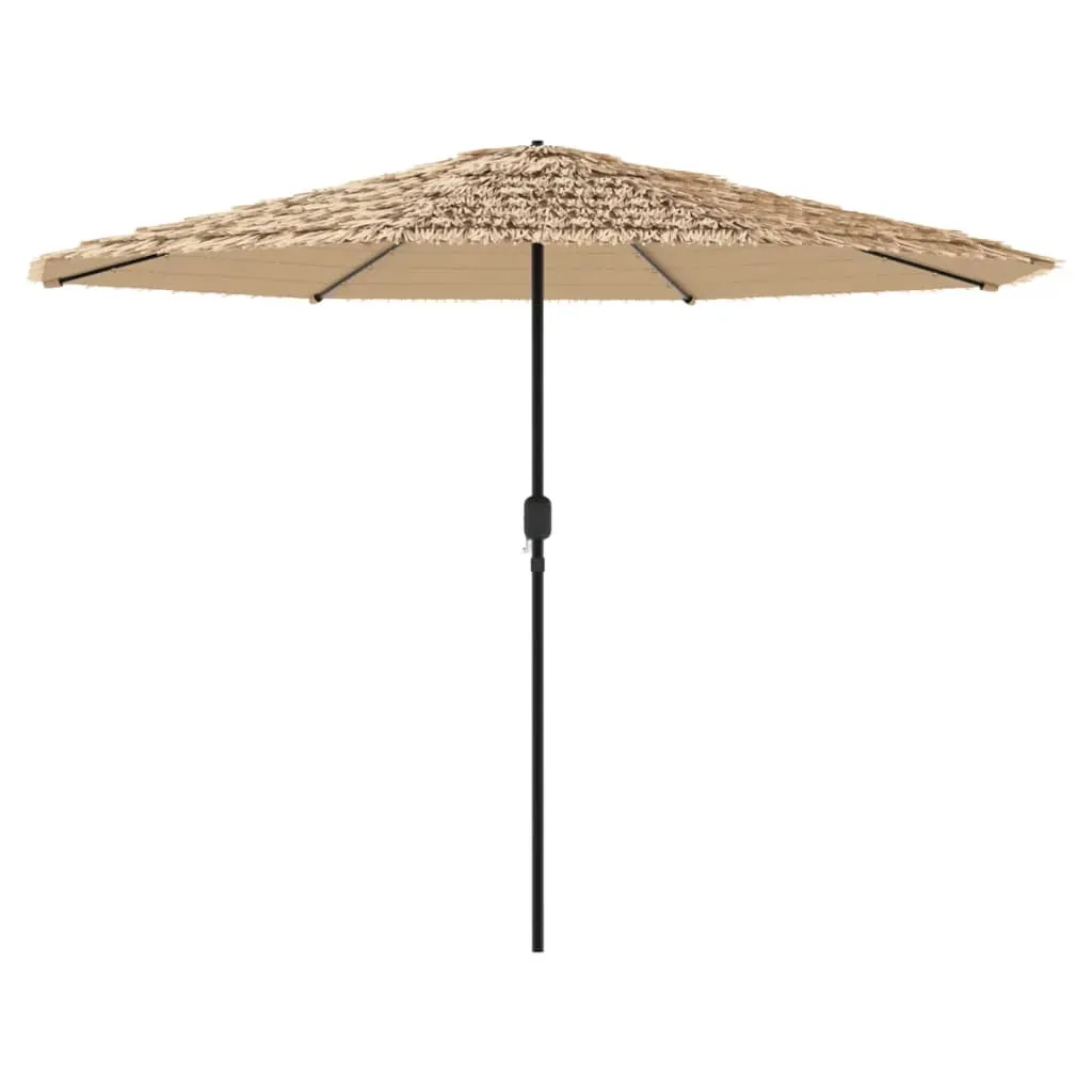 Garden Parasol with LEDs and Steel Pole Brown 324x324x247 cm