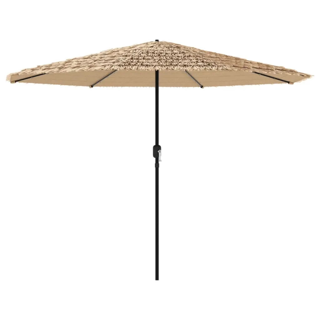 Garden Parasol with LEDs and Steel Pole Brown 324x324x247 cm