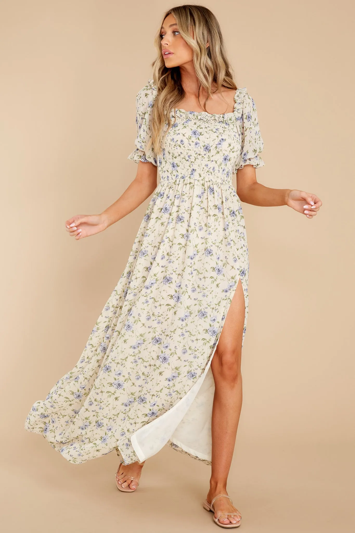 Garden Path Ivory Floral Print Maxi Dress