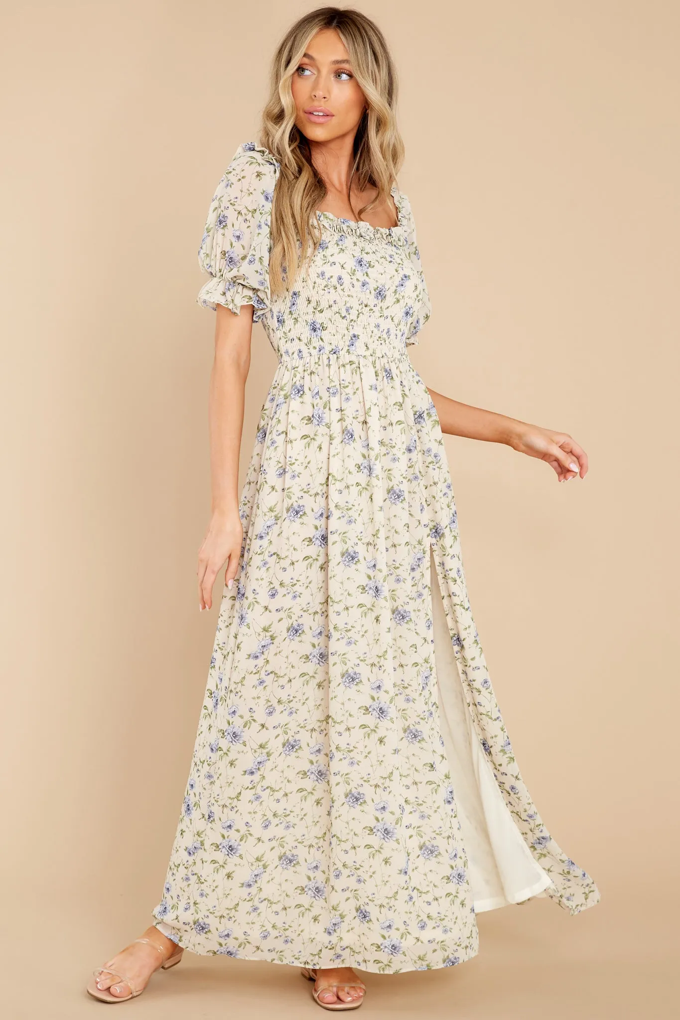 Garden Path Ivory Floral Print Maxi Dress