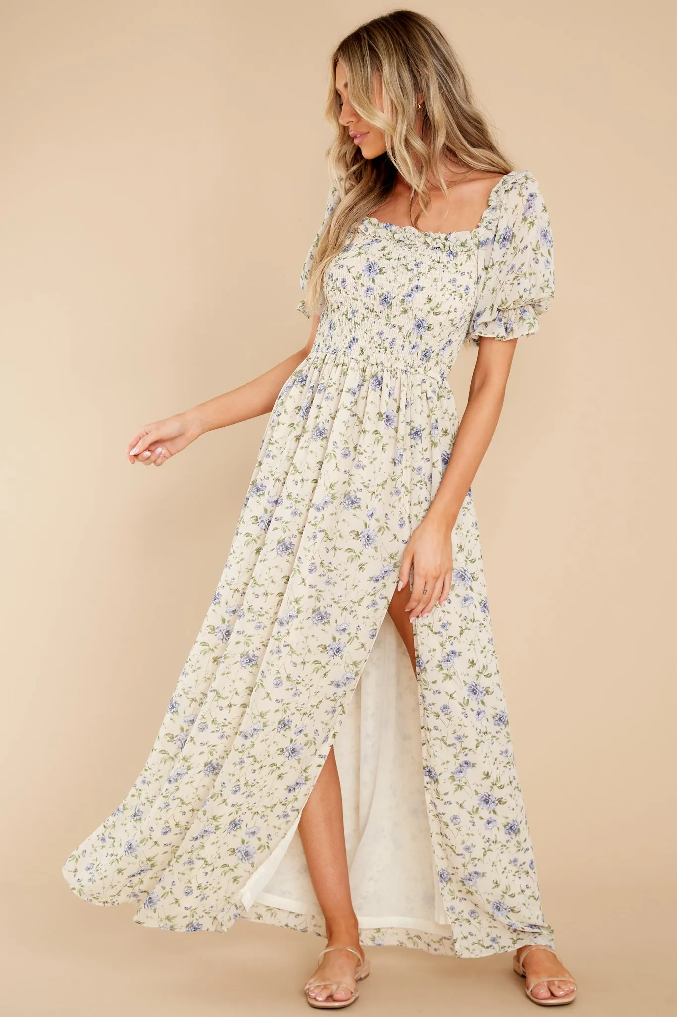 Garden Path Ivory Floral Print Maxi Dress