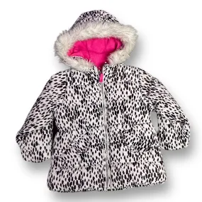 Girls Carter's Size 4 B&W Print Faux Fur Lined Hood Winter Coat