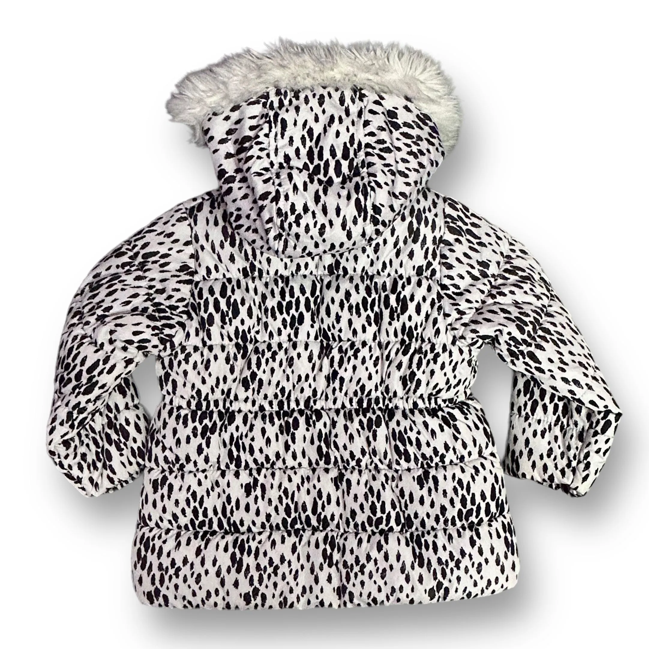 Girls Carter's Size 4 B&W Print Faux Fur Lined Hood Winter Coat