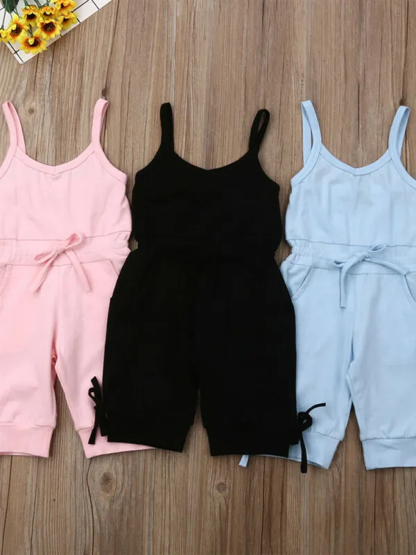 Girls Cotton Drawstring Jumpsuit