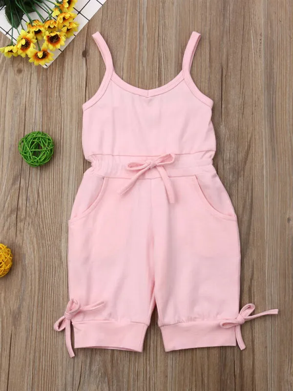 Girls Cotton Drawstring Jumpsuit