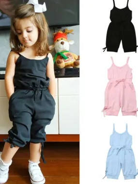 Girls Cotton Drawstring Jumpsuit