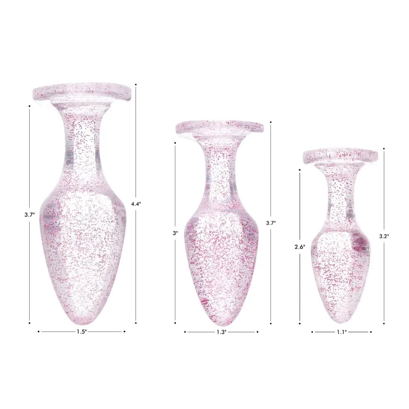 Glitter Gem Anal Plug Set - Pink