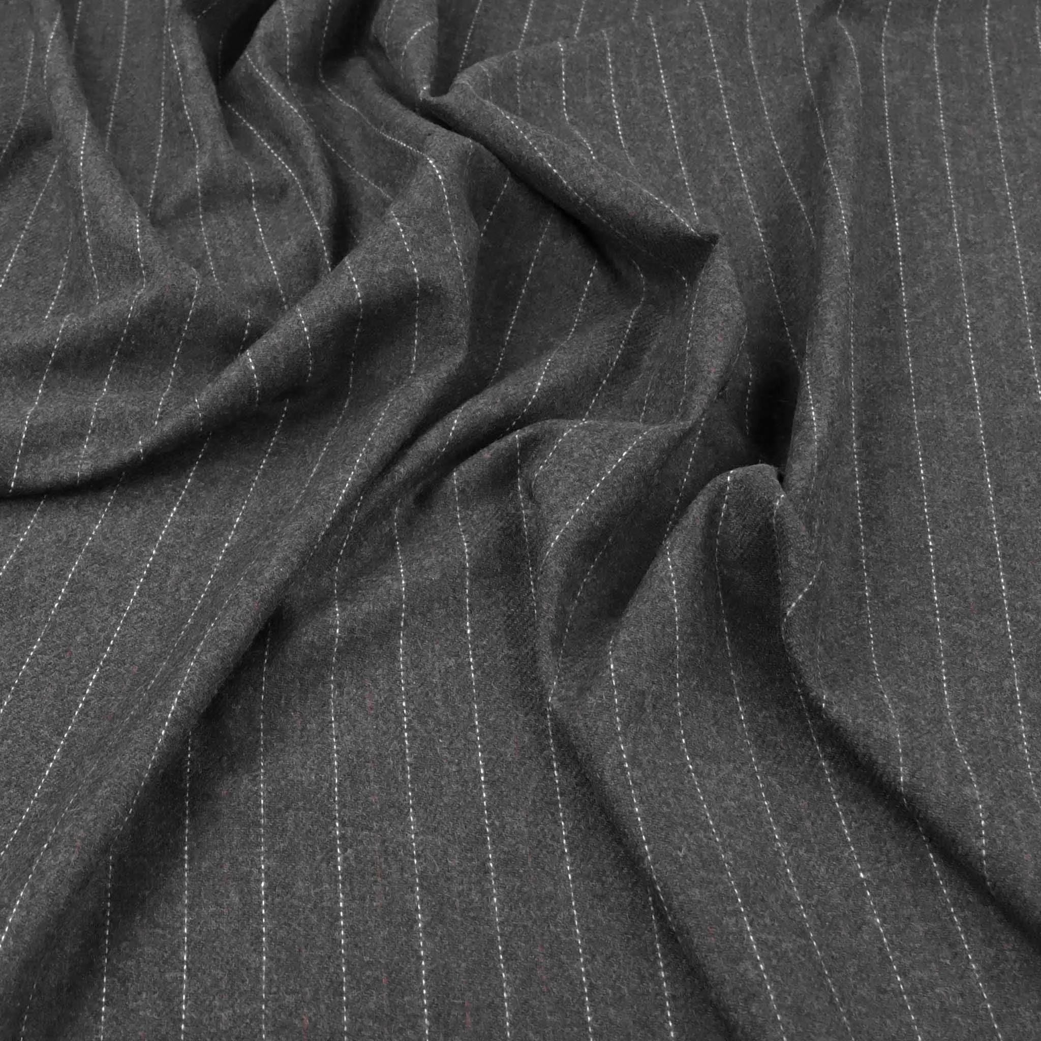 Grey Pinstripe Suiting Flannel 98227