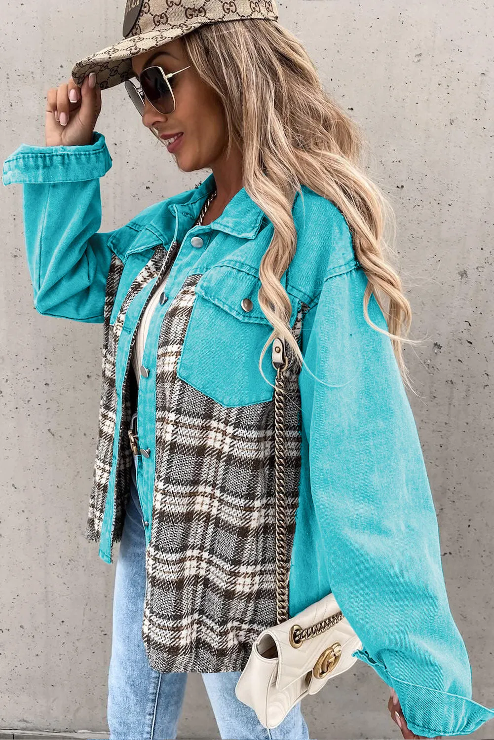 haily sky patchwork denim jacket