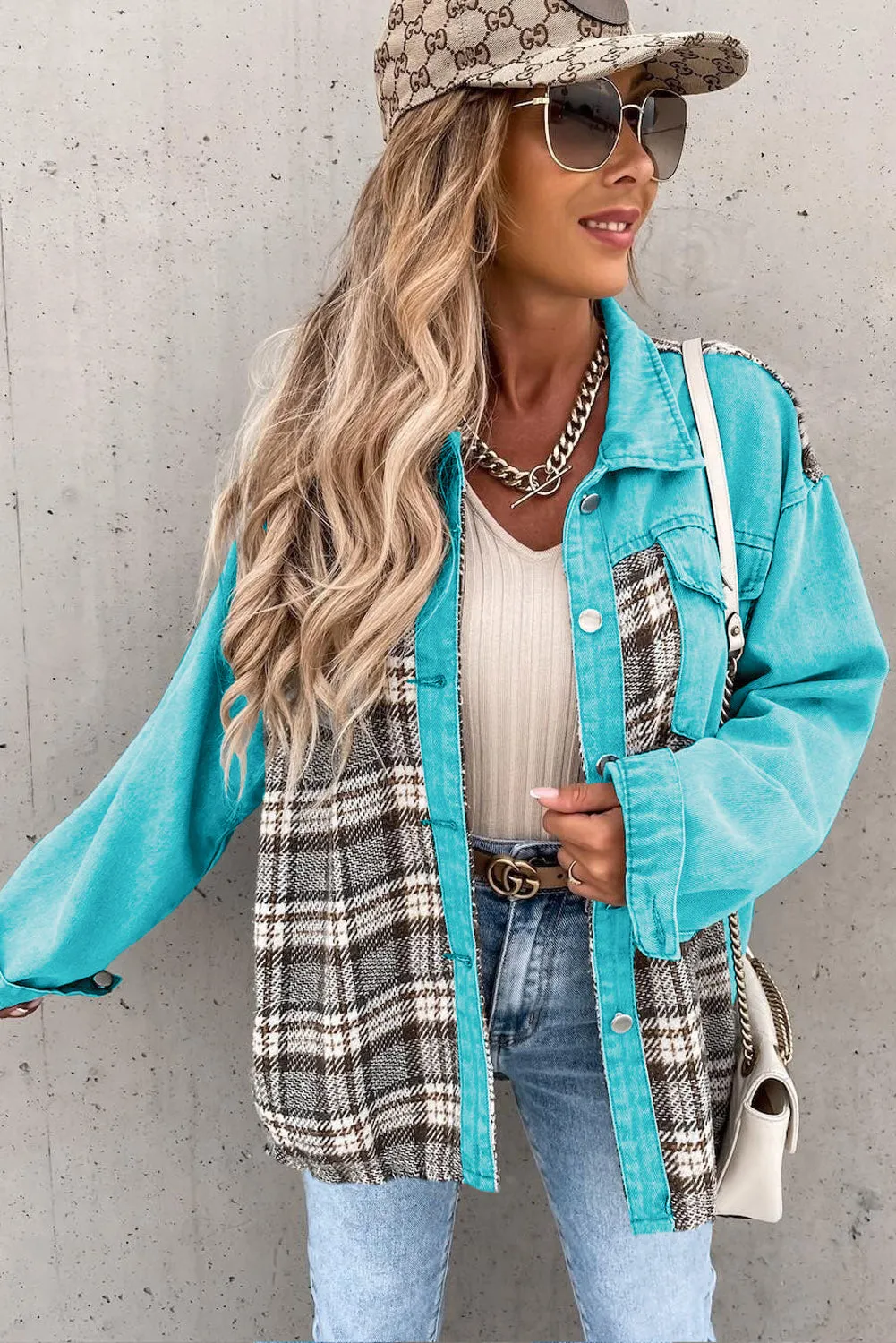 haily sky patchwork denim jacket