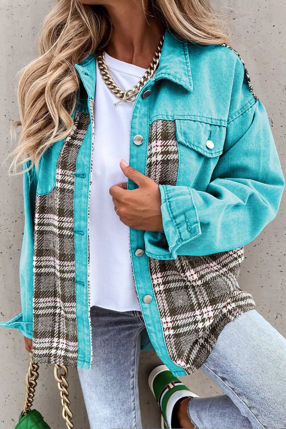 haily sky patchwork denim jacket