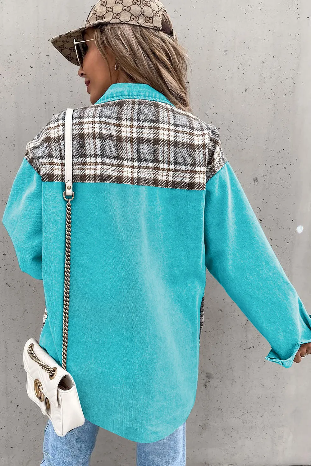 haily sky patchwork denim jacket