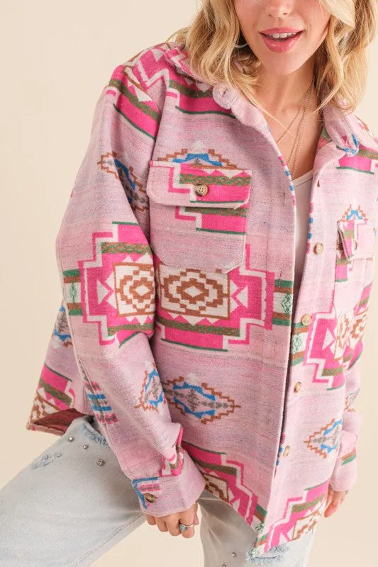 Hazel Jacquard Aztec Shirt Jacket