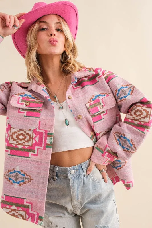 Hazel Jacquard Aztec Shirt Jacket