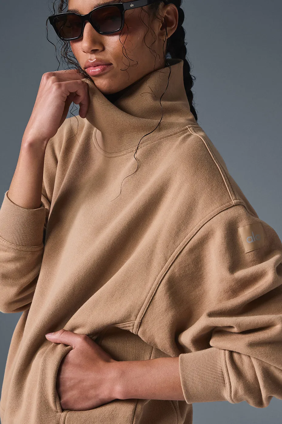 Hazy Mock Neck Pullover - Toasted Almond