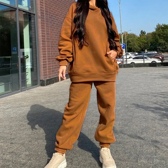 Hoodie Sweatshirt Long Pant Two Piece Set