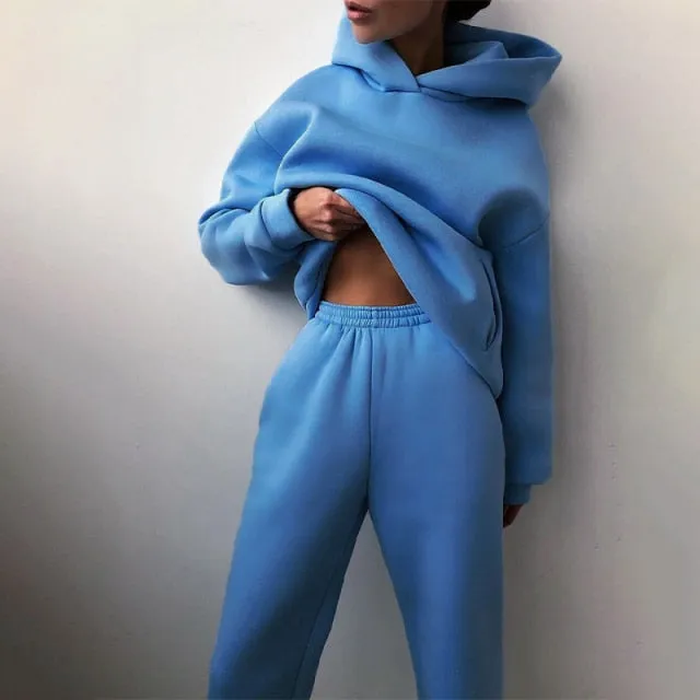 Hoodie Sweatshirt Long Pant Two Piece Set