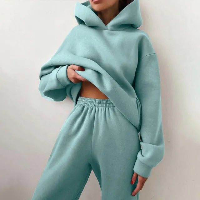 Hoodie Sweatshirt Long Pant Two Piece Set