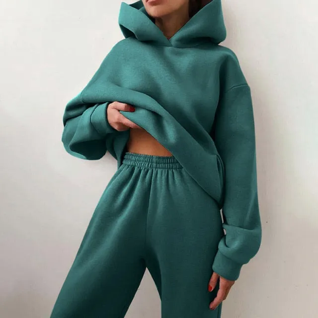 Hoodie Sweatshirt Long Pant Two Piece Set