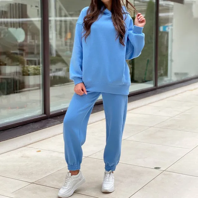 Hoodie Sweatshirt Long Pant Two Piece Set