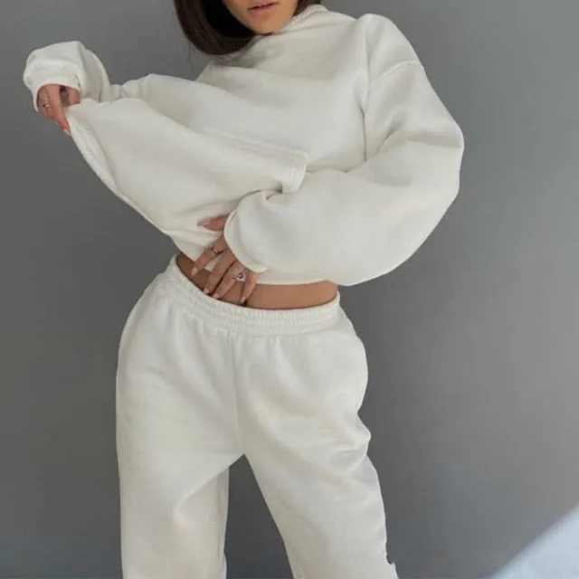 Hoodie Sweatshirt Long Pant Two Piece Set