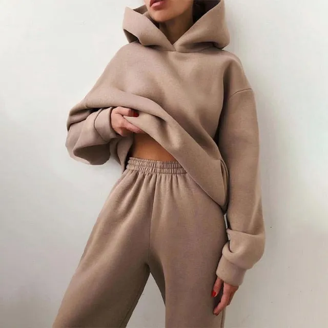 Hoodie Sweatshirt Long Pant Two Piece Set