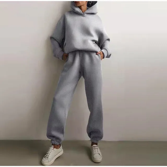 Hoodie Sweatshirt Long Pant Two Piece Set