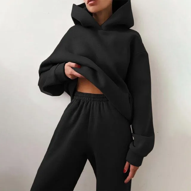 Hoodie Sweatshirt Long Pant Two Piece Set