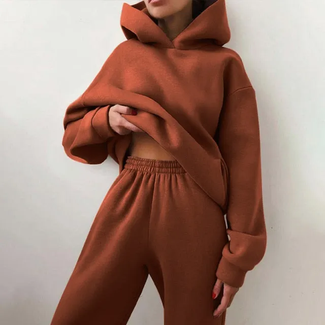 Hoodie Sweatshirt Long Pant Two Piece Set