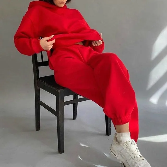 Hoodie Sweatshirt Long Pant Two Piece Set