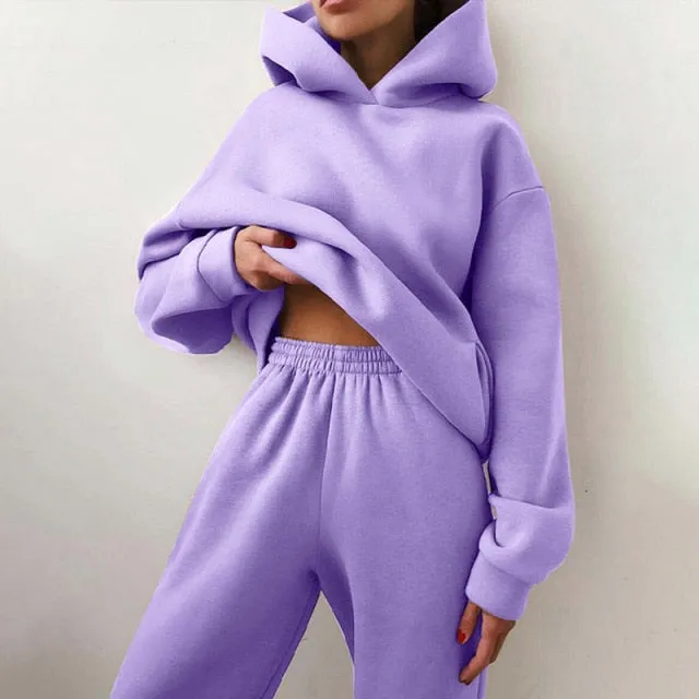 Hoodie Sweatshirt Long Pant Two Piece Set