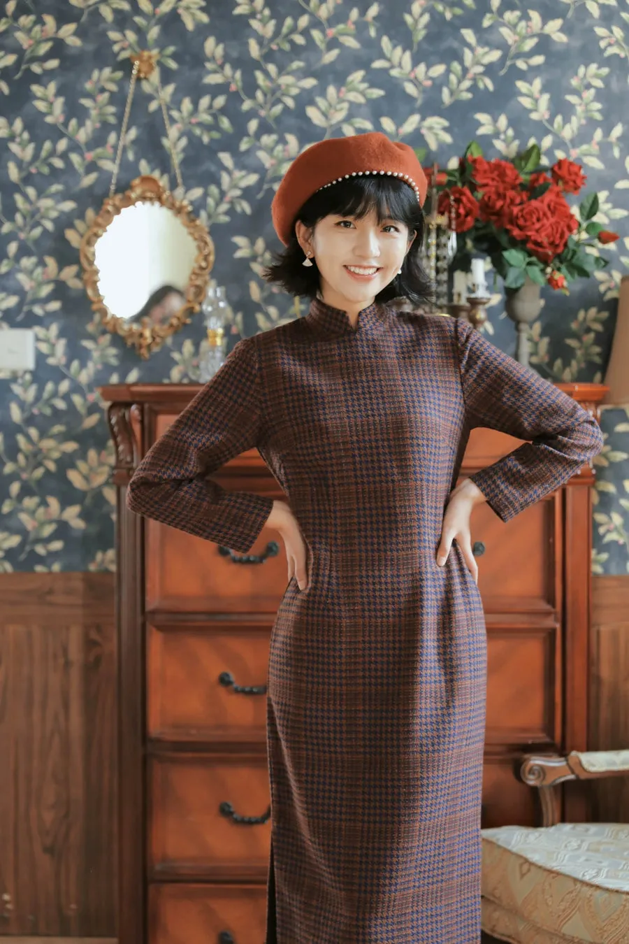 Hot Cocoa 热可可 1930s Vintage Winter Long Sleeve Qipao