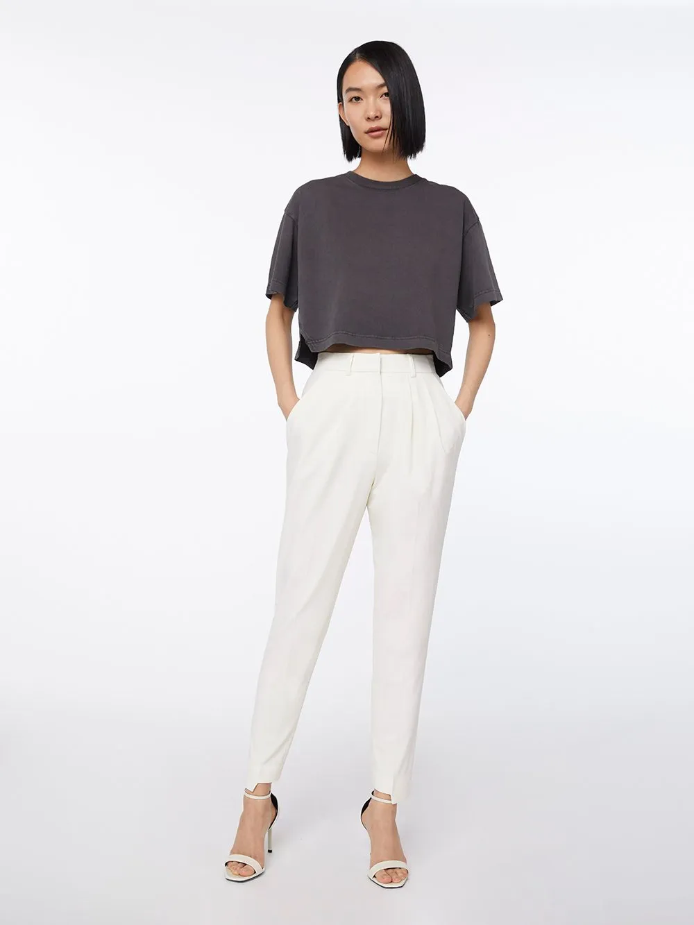 Imaan x FRAME High Pleated Trouser -- Off White