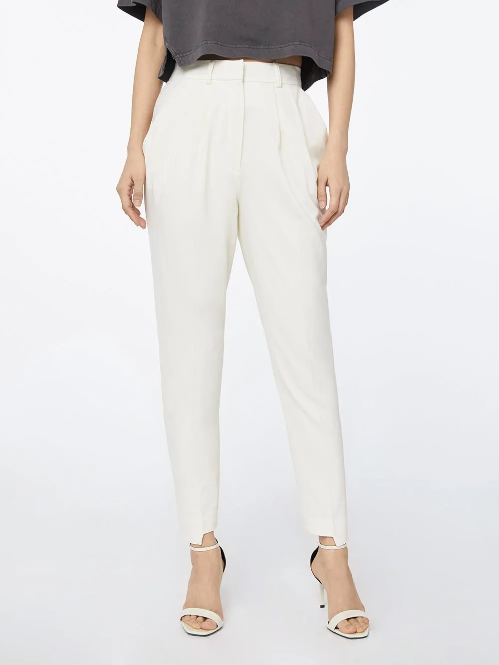 Imaan x FRAME High Pleated Trouser -- Off White