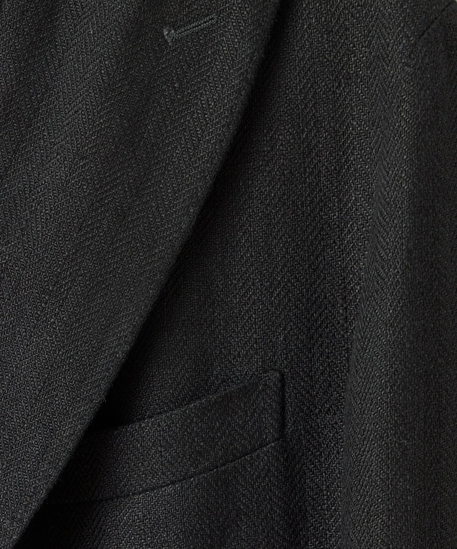 Italian Linen Double Breasted Sport Coat in Black